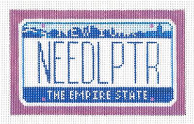 Canvas ~ Stitchers NEW YORK STATE License Plate handpainted Needlepoint Canvas Ornament