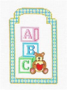 Baby Gift Tag ~ BABY A,B,C GIFT TAG handpainted Needlepoint Canvas by Strictly Christmas
