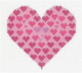 Heart ~ Hearts in a Heart Pink & Purple handpainted Needlepoint Canvas Tanya Mertel ~ Danji