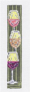 Bookmark ~ 3 Wine Glasses Bookmark handpainted Needlepoint Canvas by Needle Crossings