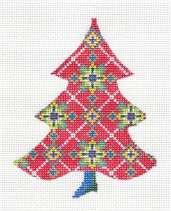 Kelly Clark Tree ~ Scandinavian Snowflakes handpainted 18 Mesh Needlepoint Ornament Canvas
