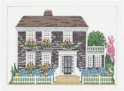 House ~ NANTUCKET Cedar Shake Home handpainted 18 MESH Needlepoint Canvas by Needle Crossings