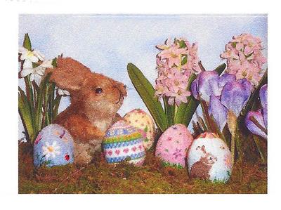 3-D Egg ~ Spring Bunny 3-D EGG Easter handpainted 18 Mesh Needlepoint Ornament by Susan Roberts