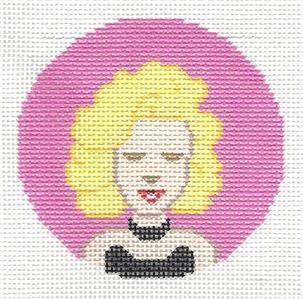 Round~Stylized Marilyn Monroe 3.2" Rd. handpainted Needlepoint Canvas by LEE Needle Art