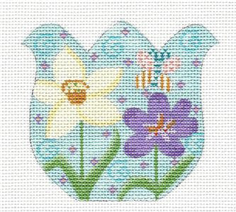Tulip ~ Tulip with Flowers & Butterfly on Handpainted 18 Mesh Needlepoint Canvas by Danji Designs