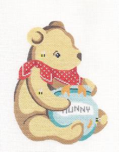 "Hunny Bear" ~ "Winnie the Pooh" Child's Ornament handpainted 18 Mesh Needlepoint Canvas by Silver Needle