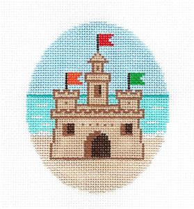 Canvas - Summer Beach Sand Castle handpainted Needlepoint Ornament Canvas by ZIA ~ Danji