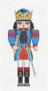 Nutcracker ~ Blue King Nutcracker with Gold Crown Ornament HP 18 Mesh Needlepoint Canvas by Susan Roberts