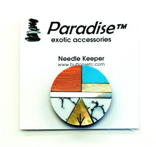 Magnet ~ SHELL INLAY ROUND #2 Needle Keeper for Needlepoint, X-Stitch, Sewing