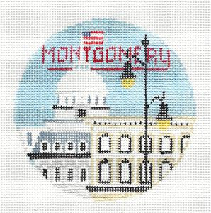Travel Round ~ Montgomery Alabama handpainted Needlepoint Canvas by Kathy Schenkel