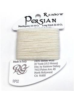 Persian Wool #02 "White" Single Ply Needlepoint Stitching Thread by Rainbow Gallery
