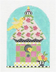 Kelly Clark ~ Birdhouse Spring Posies handpainted Needlepoint Canvas by Kelly Clark