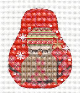 Pear ~ Sleeping OWL Pear handpainted Needlepoint Canvas by CH Designs from Danji