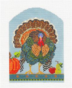 Kelly Clark ~ Autumn WILD TURKEY handpainted 18 mesh Fall Needlepoint Canvas by Kelly Clark