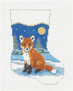 Fox ~ Christmas Baby Red Fox Mini Stocking Ornament handpainted 13 mesh Needlepoint Canvas Susan Roberts