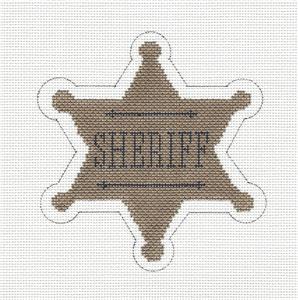 Child's ~ Golden SHERIFF Badge handpainted Needlepoint Canvas by Starke Art from CBK