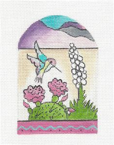 Southwest Canvas ~ Southwestern Desert Valley & Hummingbird handpainted Needlepoint Canvas by Tuoti from Sundance