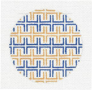 Round~Navy & Yellow Keys Rd. handpainted Needlepoint Canvas by SOS from LEE