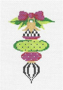 Kelly Clark Christmas – Green & Pink handpainted Needlepoint Canvas Ornament Kelly Clark