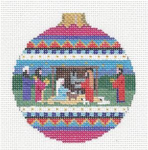 Christmas Nativity ~ Holy Family Nativity handpainted 18 Mesh Needlepoint Ornament by Susan Roberts