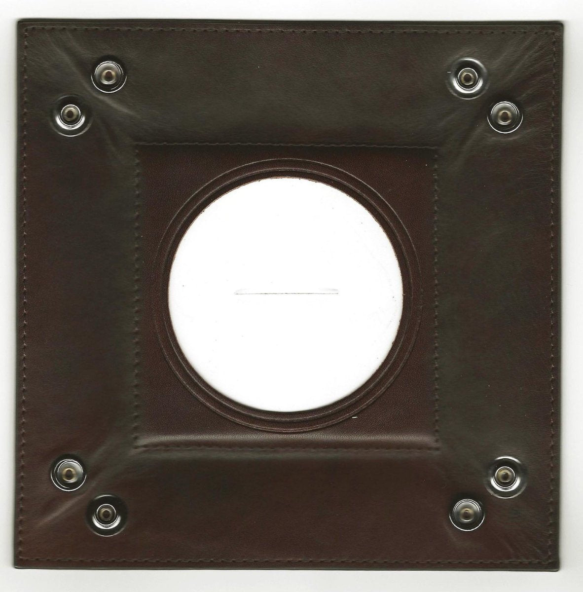 Accessory ~ Square Dark Brown Premium Leather Snap Tray for a 3" Round Needlepoint Canvas by LEE