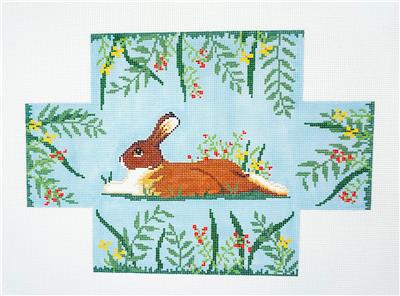 Brick Cover ~ Summer BUNNY Brick Cover Door Stop handpainted Needlepoint Canvas S. Roberts