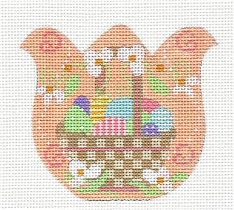 Tulip ~ Tulip with Basket of Easter Eggs on Handpainted 18 Mesh Needlepoint Canvas by Danji Designs