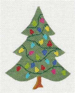Kelly Clark Tree ~ Christmas Tree Decorated with Lights 18 Mesh handpainted Needlepoint Canvas