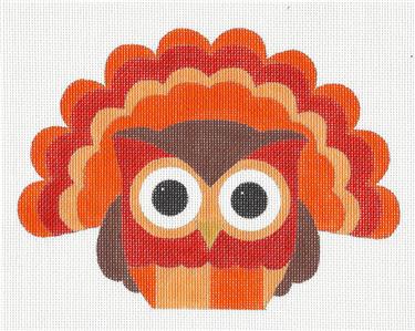 Thanksgiving Owl ~ Thanksgiving TURKEY OWL handpainted Needlepoint Canvas by Raymond Crawford
