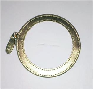 Accessory ~ Metallic Gold COIN PURSE CASE Premium Leather Zippered for a 3" Rd. Needlepoint Canvas by LEE