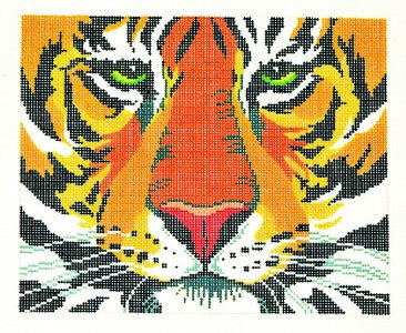 Tiger Canvas ~ Tiger Face handpainted Needlepoint Canvas ~ 8.25" by 10.25" "BF" Design 13 mesh by LEE