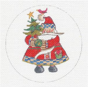 Christmas~ Santa in Plaids handpainted Needlepoint Ornament by J. Stever ~ Juliemar***SPECIAL ORDER***