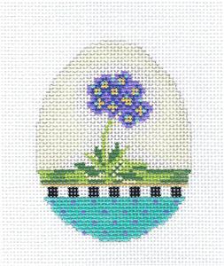 Kelly Clark ~ Lilac Primrose EGG handpainted Needlepoint Ornament Canvas by Kelly Clark