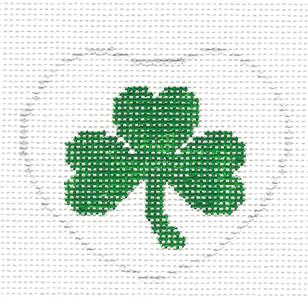 Lapel Pin ~ Irish Shamrock Heart handpainted Needlepoint Canvas Ornament by Kathy Schenkel