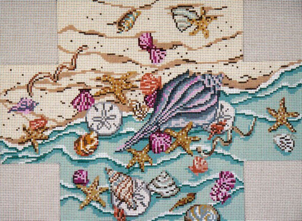 Brick Cover~Sea Treasures handpainted Needlepoint Canvas~by Needle Cro –  Needlepoint by Wildflowers