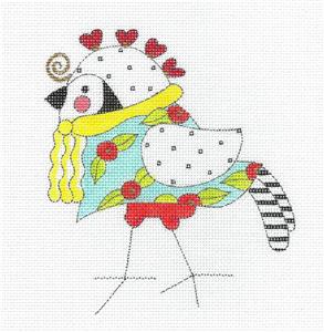 Bird Canvas ~ CHLOE the Bird Ornament handpainted Needlepoint Canvas by Mile High Princess