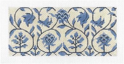 Kelly Clark Insert ~ Blue Toile on Cream "BB" Insert handpainted Needlepoint Canvas by Kelly Clark