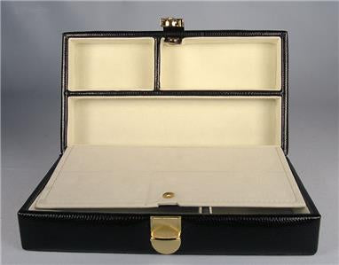 Leather Jewelry Box ~ YELLOW Leather Jewelry Box with Interior Compartments for Needlepoint Canvas by LEE