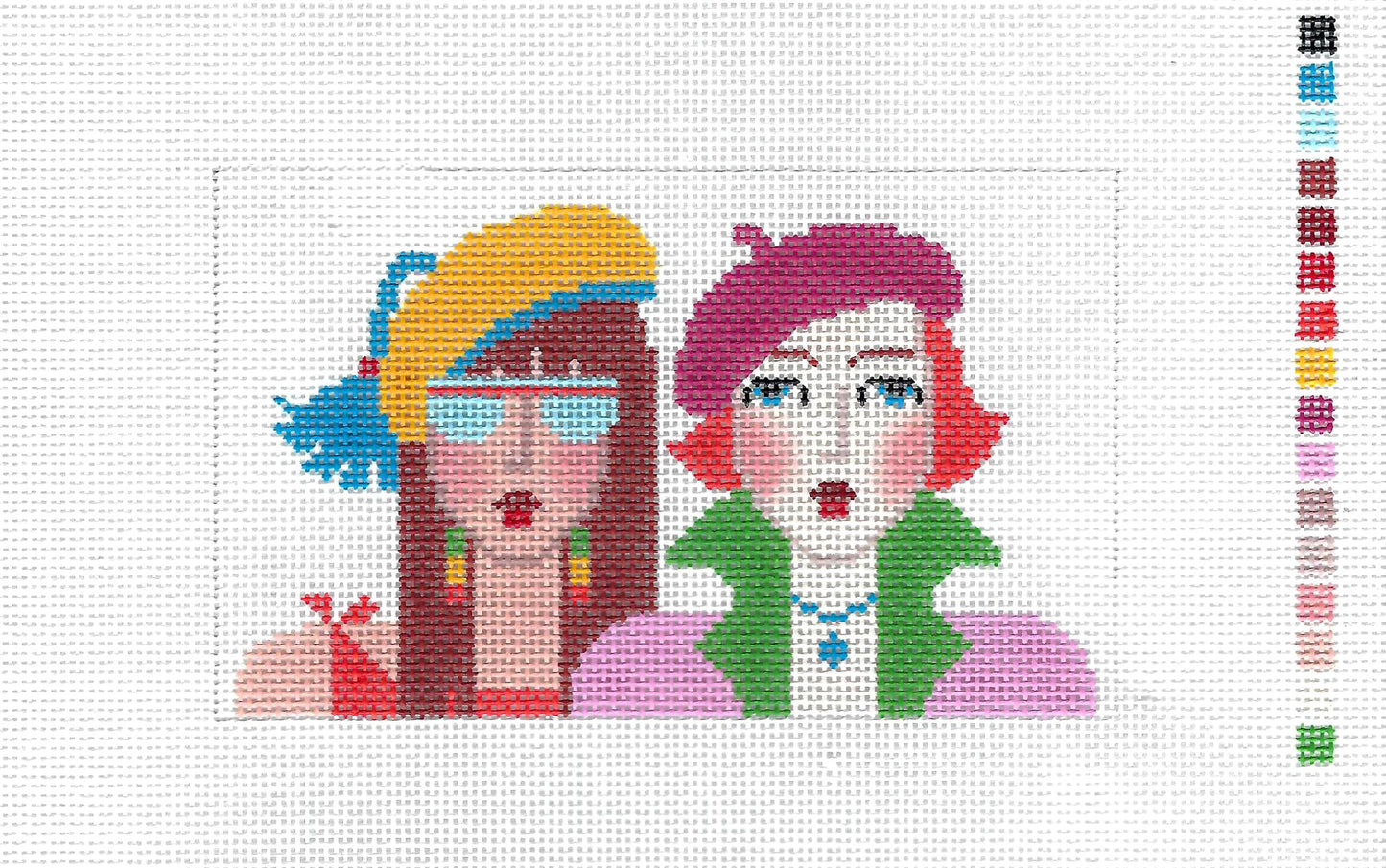 Canvas Insert ~ 2 Girl Friends ~ BD Insert ~ handpainted Needlepoint Canvas 18 mesh by LEE