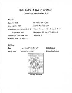 Kelly Clark Christmas Pear ~ 1 Partridge & Pear & STITCH GUIDE handpainted Needlepoint Ornament Kelly Clark