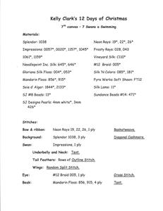 Kelly Clark Christmas Pear ~ 7 Swans Swimming & STITCH GUIDE 18 mesh handpainted Needlepoint Ornament by Kelly Clark