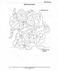 Easter Rabbit ~ BLUE SPRING BUNNY & EGGS handpainted Needlepoint Canvas & STITCH GUIDE SET by Melissa Prince