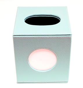 Accessories ~ Square Tissue Box in Premium Aqua Leather for a Needlepoint Canvas by LEE