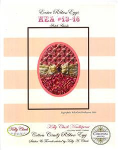 Kelly Clark ~ Easter Ribbon Pink Egg handpainted Needlepoint Canvas & STITCH GUIDE