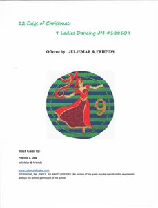 12 Days of Christmas 9 Ladies Dancing with STITCH GUIDE a HP Needlepoint Canvas by Juliemar