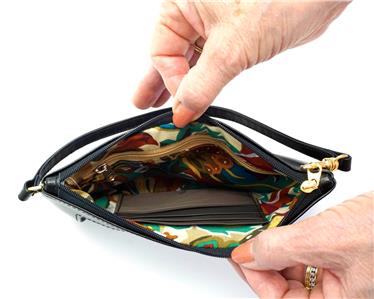 Accessory ~ Wrist Bag Purse Black Leather BAG 43 for a Needlepoint Canvas Insert by LEE