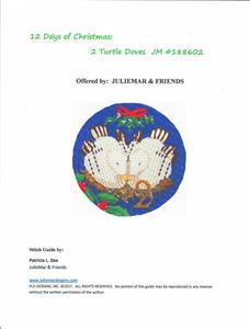12 Days of Christmas 2 Turtle Doves with STITCH GUIDE & HP Needlepoint canvas Juliemar