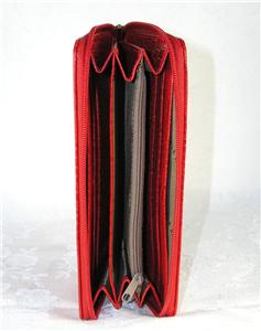 Accessory ~ Zip-Top Wallet Red Alligator Leather Zipper Wallet with Ext. Interior for Needlepoint Canvas by Lee