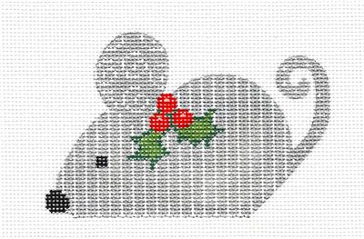 Mouse ~ Silver Striped Mouse handpainted 18 Mesh Needlepoint Ornament Canvas by CH Designs ~ Danji