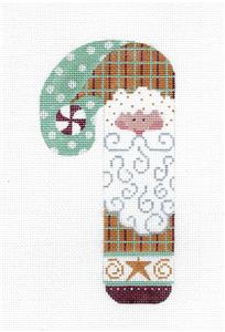 Candy Cane ~ SANTA in Golden Suit LG. Candy Cane 18 Mesh handpainted Needlepoint Canvas by CH Designs - Danji